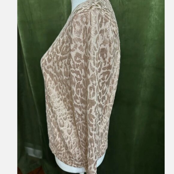 Jennifer Lopez Women Sweater Size L, Beige/Gold /Metallic/Cotton - Picture 3 of 6